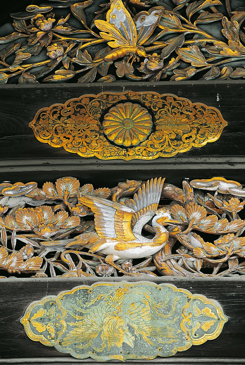 Uccelli dorati e farfalle, dettaglio del Palazzo Ninomaru, Castello di Nijo, Kyoto da Benjamin Baud