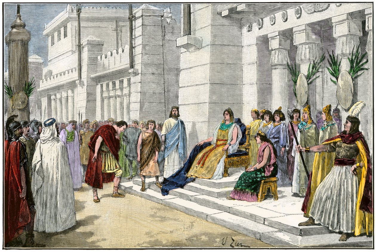 Mitologia greca e romana: Didone, leggendaria fondatrice e prima regina di Cartagine, riceve Enea, l