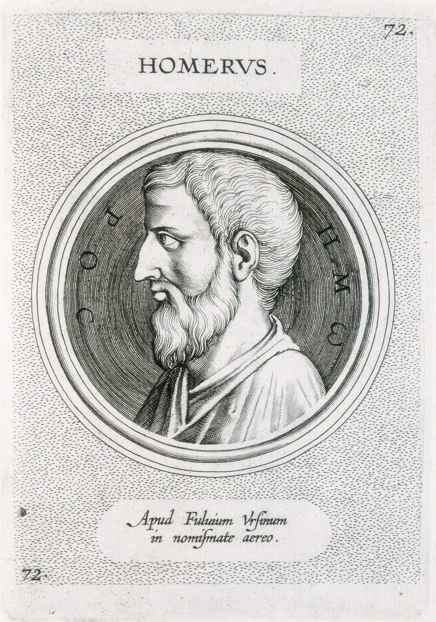OMERO (IX secolo a.C.). Scrittore greco (incisione) da Unbekannter Künstler