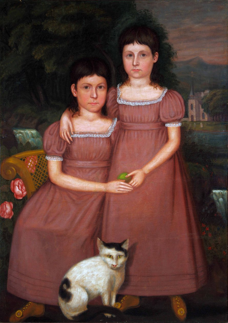 Sorelle Hamilton con Gatto da Unbekannter Künstler