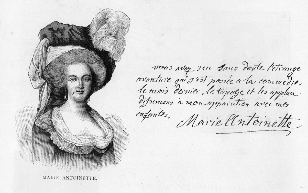 Scrittura e firma della Regina Maria Antonietta da Unbekannt