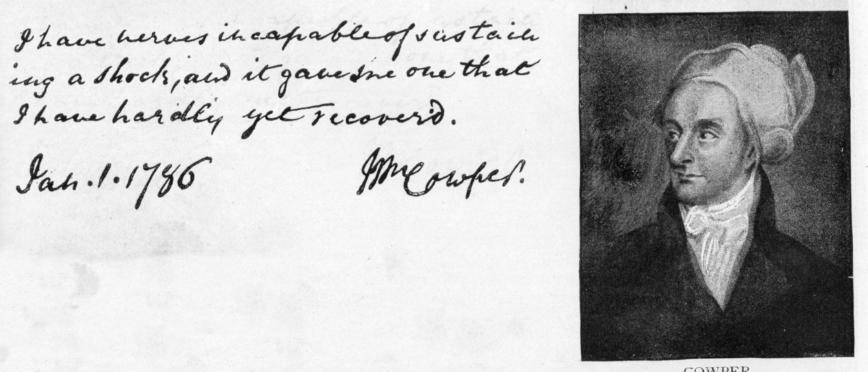 Scrittura e firma di William Cowper da Unbekannt