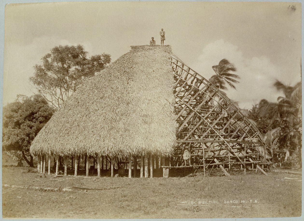 Costruzione di una casa a Samoa, c.1875 da Unbekannt