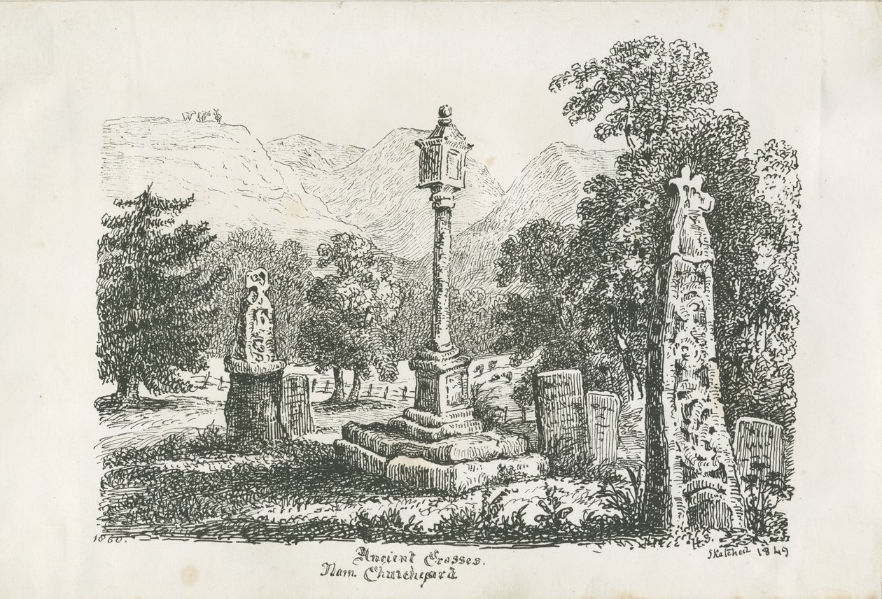 Chiesa di Ilam - Croci antiche: litografia, 1849 da Unbekannt