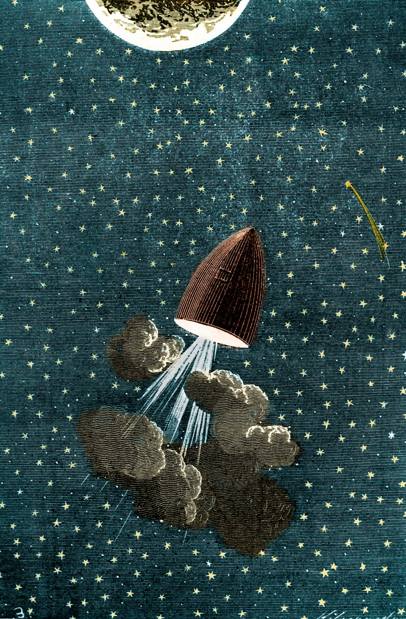 Illustrazione del libro di Jules Verne: Intorno alla Luna da Unbekannt