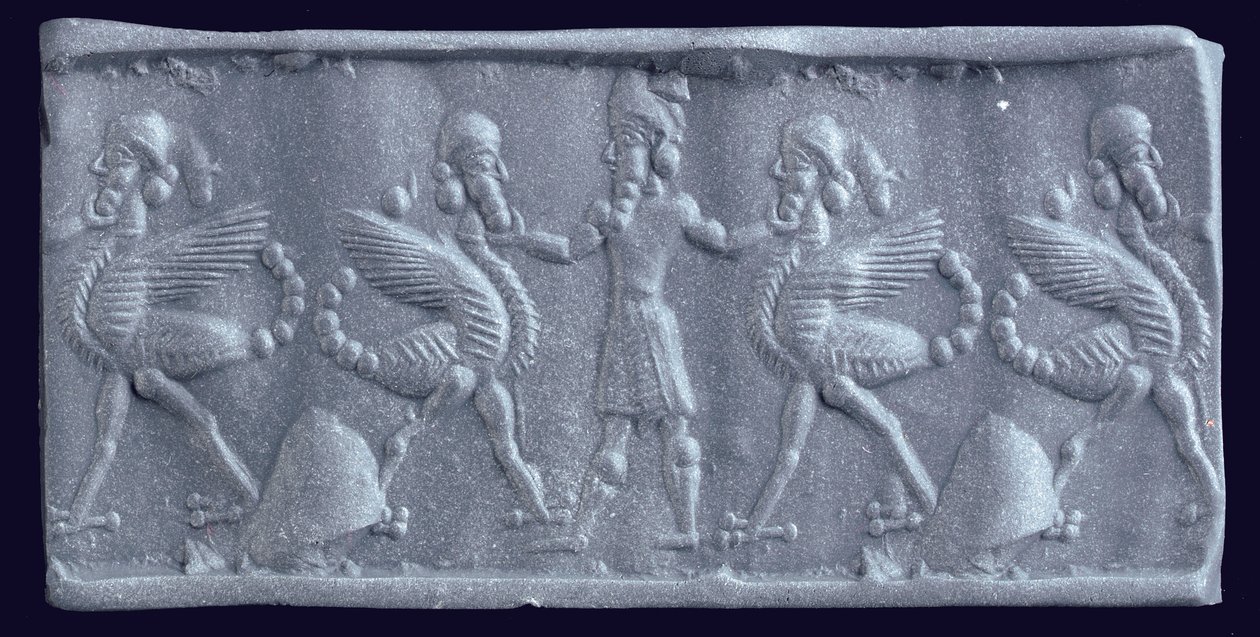 Impressione da un sigillo cilindrico neo-babilonese, c.750-600 a.C. da Unbekannt