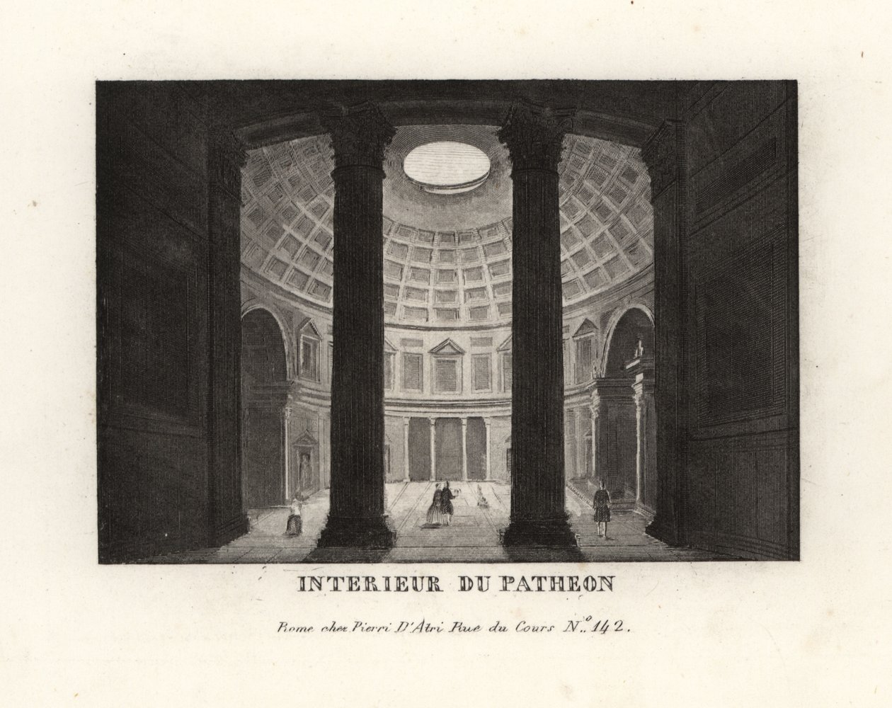 Interno del Pantheon con la cupola cassettonata e l