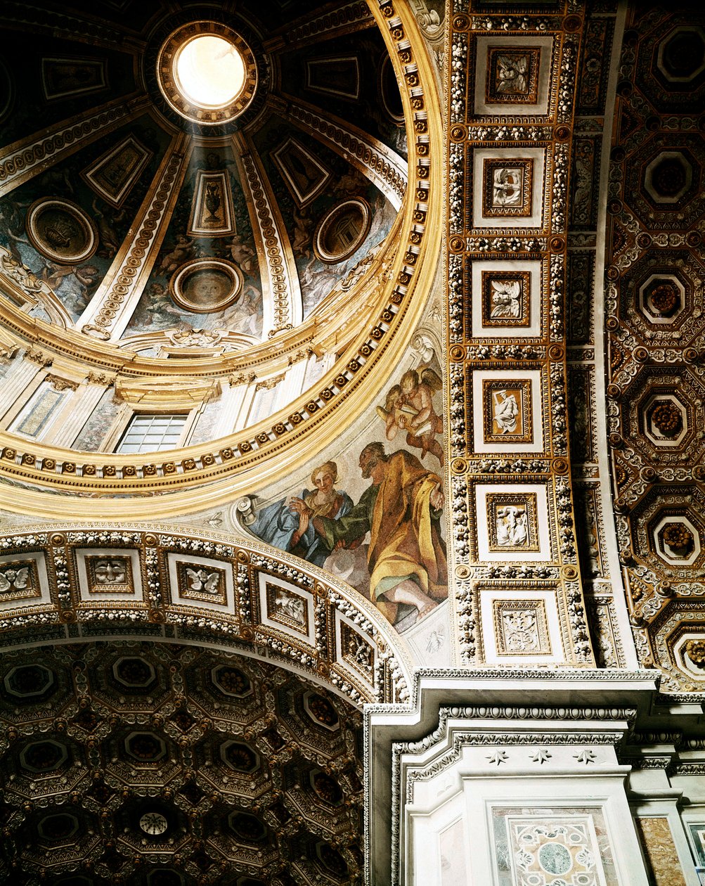 Vista interna della cupola della Basilica di San Pietro a Roma. (dettaglio). Iniziata da Michelangelo e completata da Giacomo della Porta e Fontana. Roma, Italia da Unbekannt