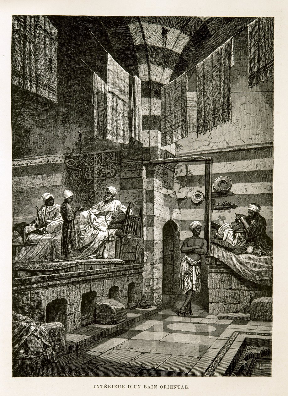 Veduta interna di un bagno orientale - Illustrazione dall
