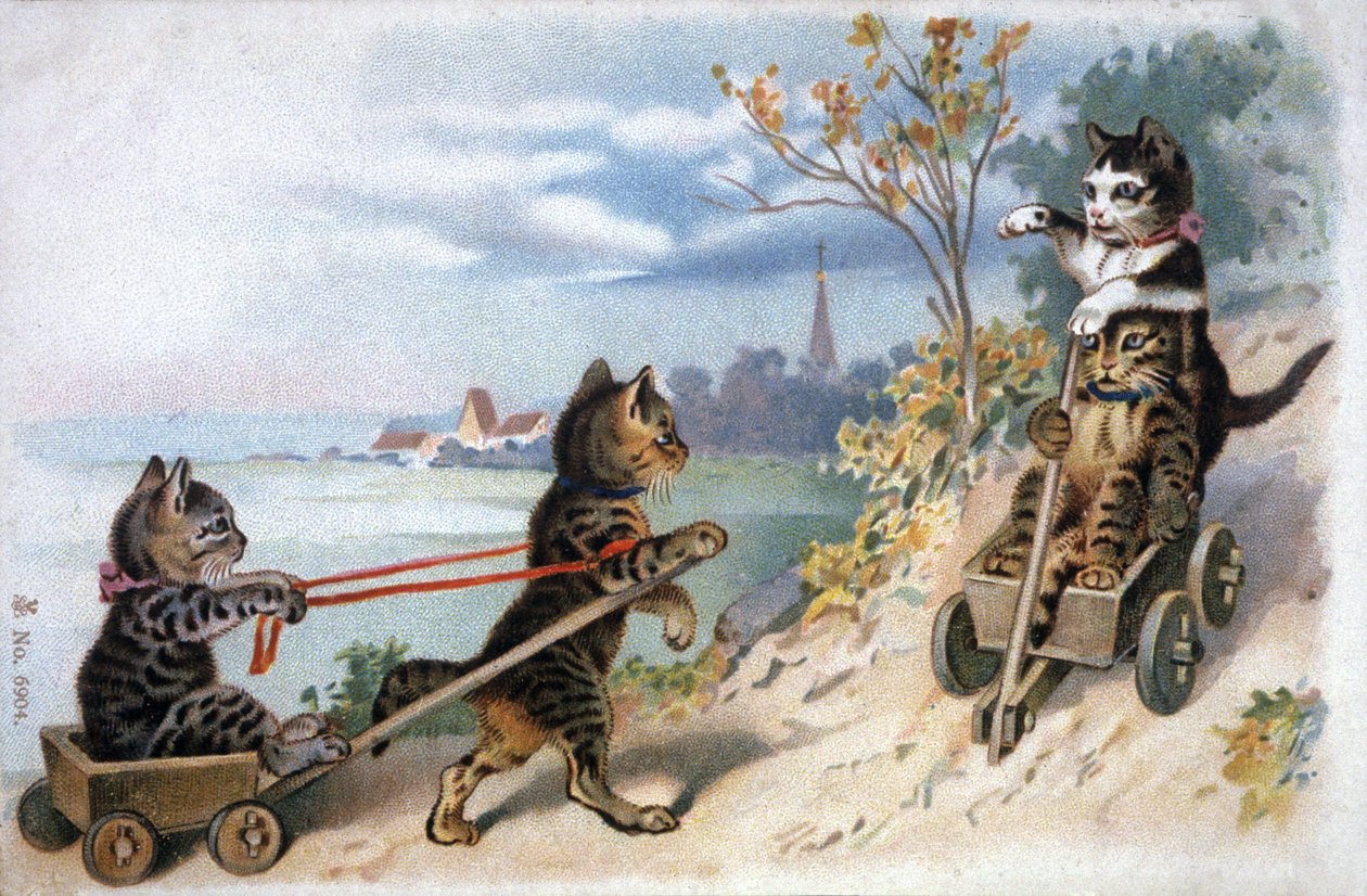 Gattini su slitte, inizio XX secolo da Unbekannter Künstler