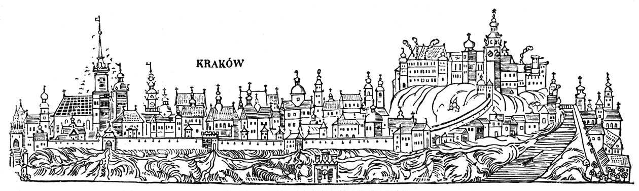 Cracovia. Veduta della città del XVI secolo. Polonia da Unbekannter Künstler