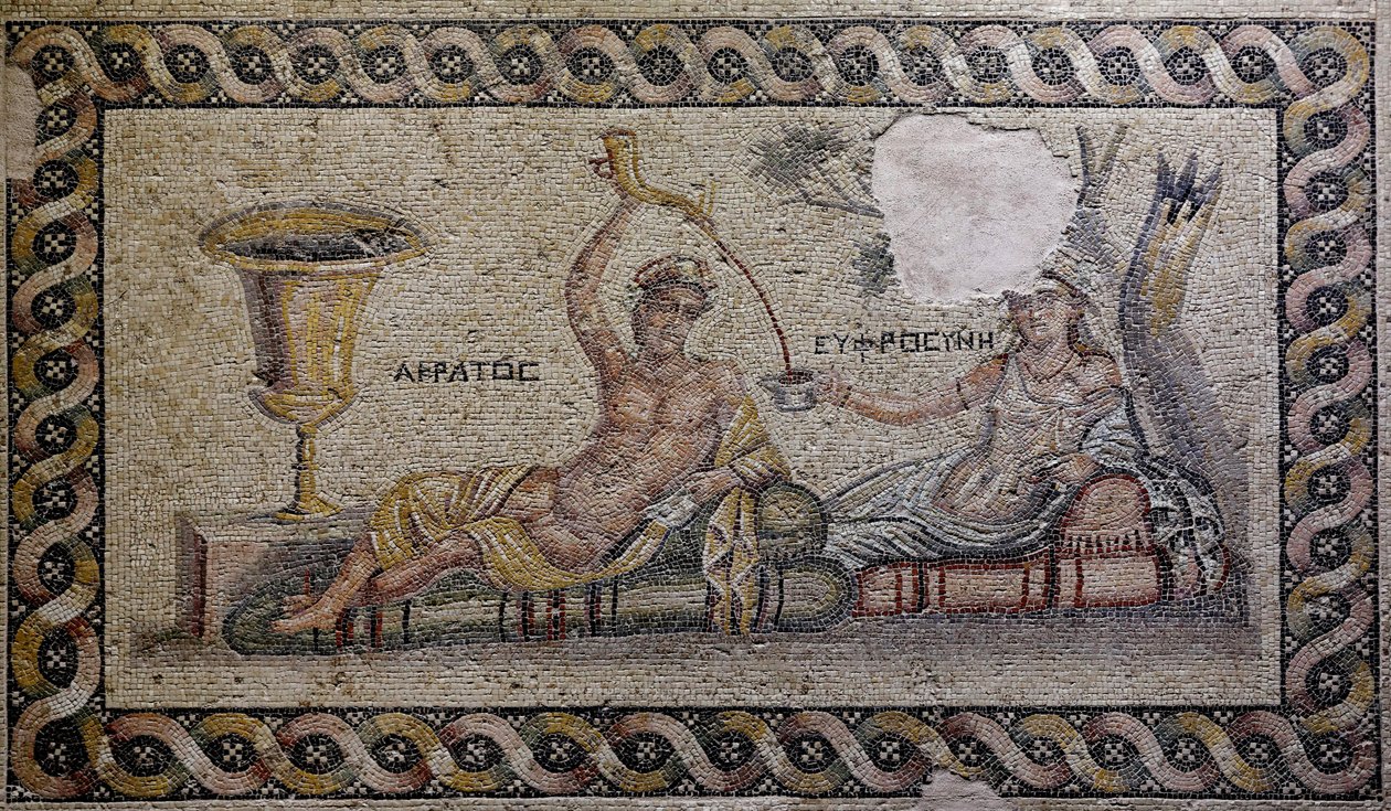 Kratos (Cratos) ed Eufrosine (Euthymia) - Mosaico, Akratos ed Eufrosine, Museo del Mosaico di Zeugma, Gaziantep, Regione dell