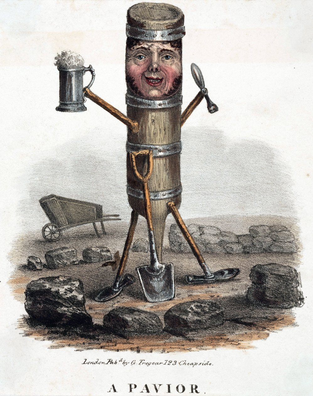 Il pavimentatore, figura costruita con gli attrezzi del suo mestiere, c 1810-1860 da Unbekannt