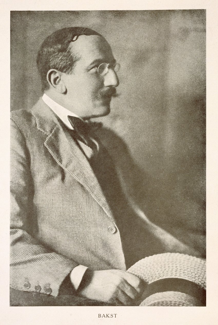Leon Bakst (1866-1924), pittore russo, ritratto fotografico (foto b/n) da Unbekannt