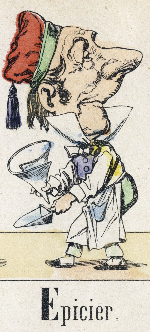 Lettera E: droghiere. Alfabeto del racconto orientale. Imagerie d