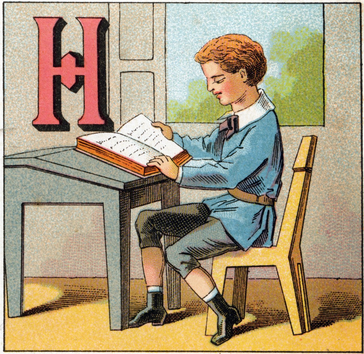 Lettera H come storia di Francia. Incisione in "Alphabet des petits ecoliers". Imagerie d