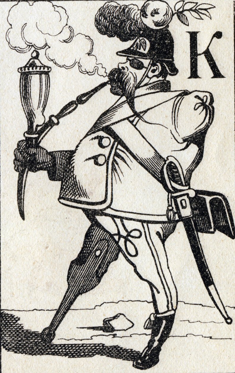 Lettera K Fritz Kreutzer. Incisione in "ABC Les Images en Alphabet". Imagerie d
