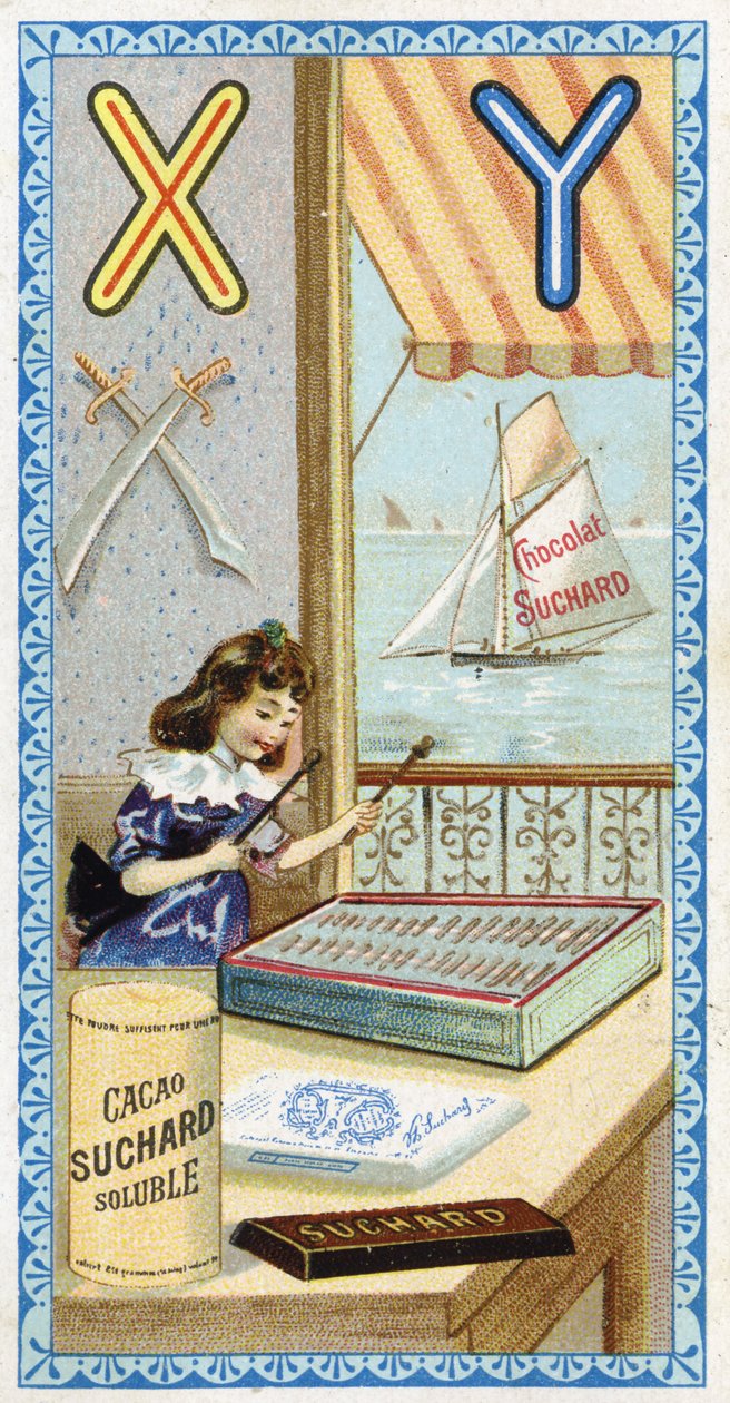 Lettera X: xilofonista e Y: yatagan, yacht. Incisione dell