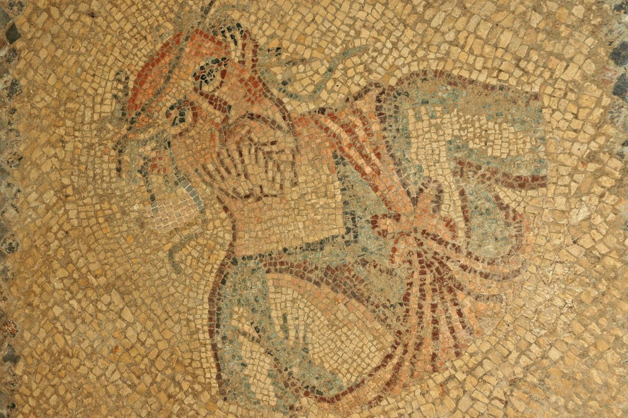 Libia, mosaico romano di vecchio con barba e corona da Unbekannt