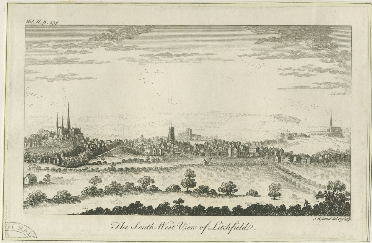 Lichfield - Vista Sud-Ovest: incisione, nd [c 1764] da Unbekannt