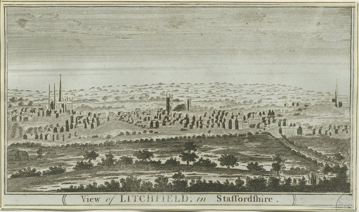 Lichfield - Vista Sud-Ovest: incisione, nd [c 1780-85] da Unbekannt