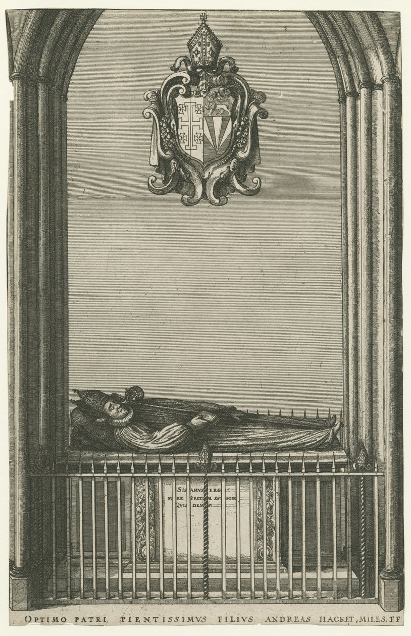 Cattedrale di Lichfield - Monumento di Bishop Hacket: incisione, nd [?fine XVII sec] da Unbekannt