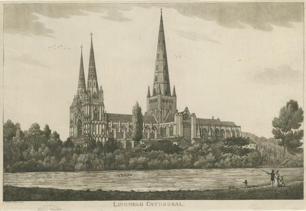 Cattedrale di Lichfield - Vista Sud: incisione all