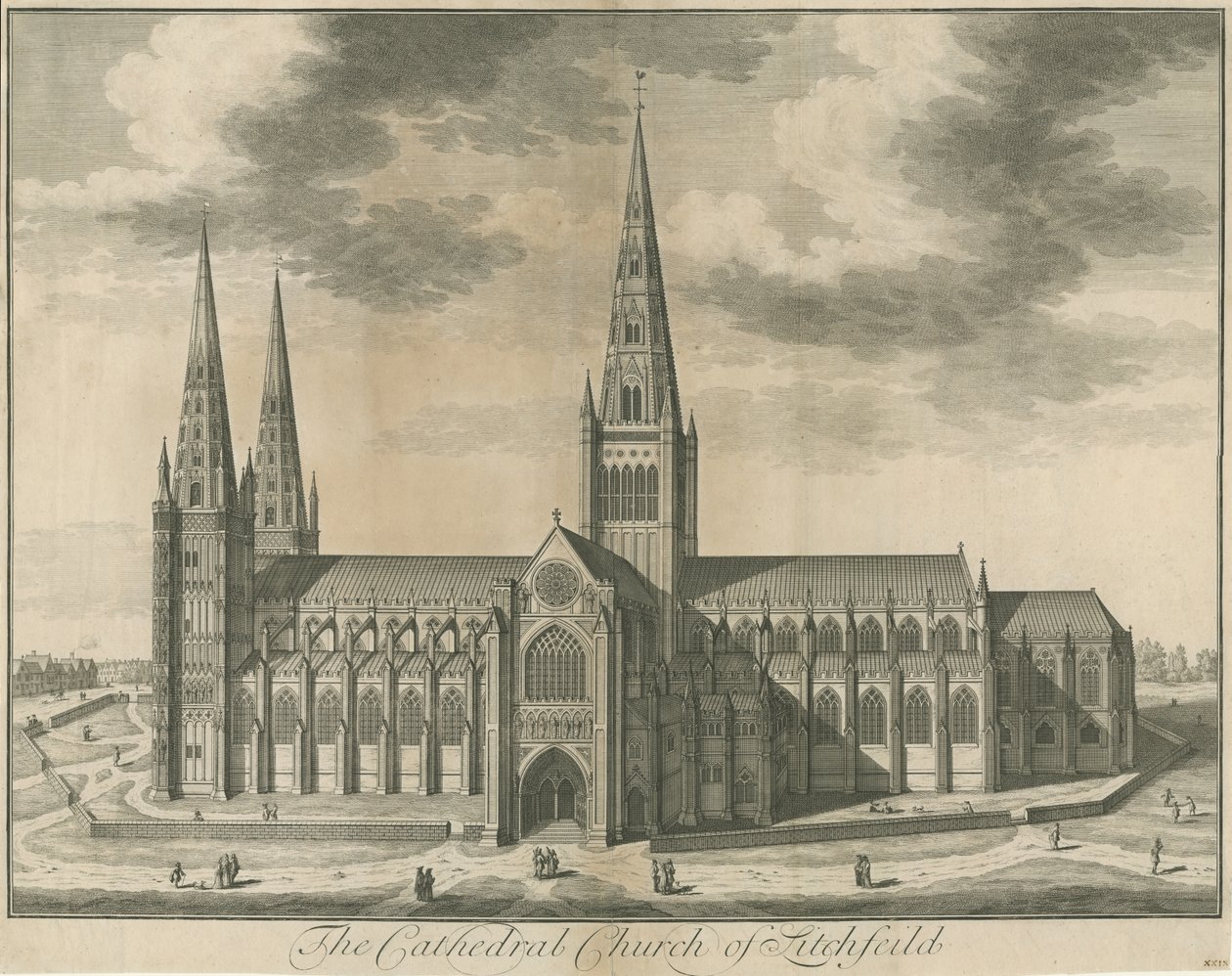 Cattedrale di Lichfield - Vista Sud: incisione, nd [c 1730] da Unbekannt