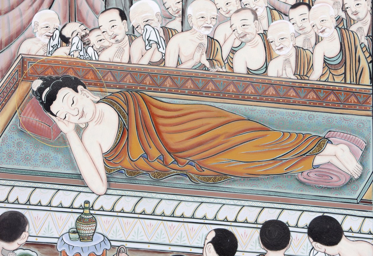 Vita del Buddha, dopo 45 anni di insegnamento del Dharma, il Buddha entra nel Parinirvana, Seoul, Corea del Sud da Unbekannt
