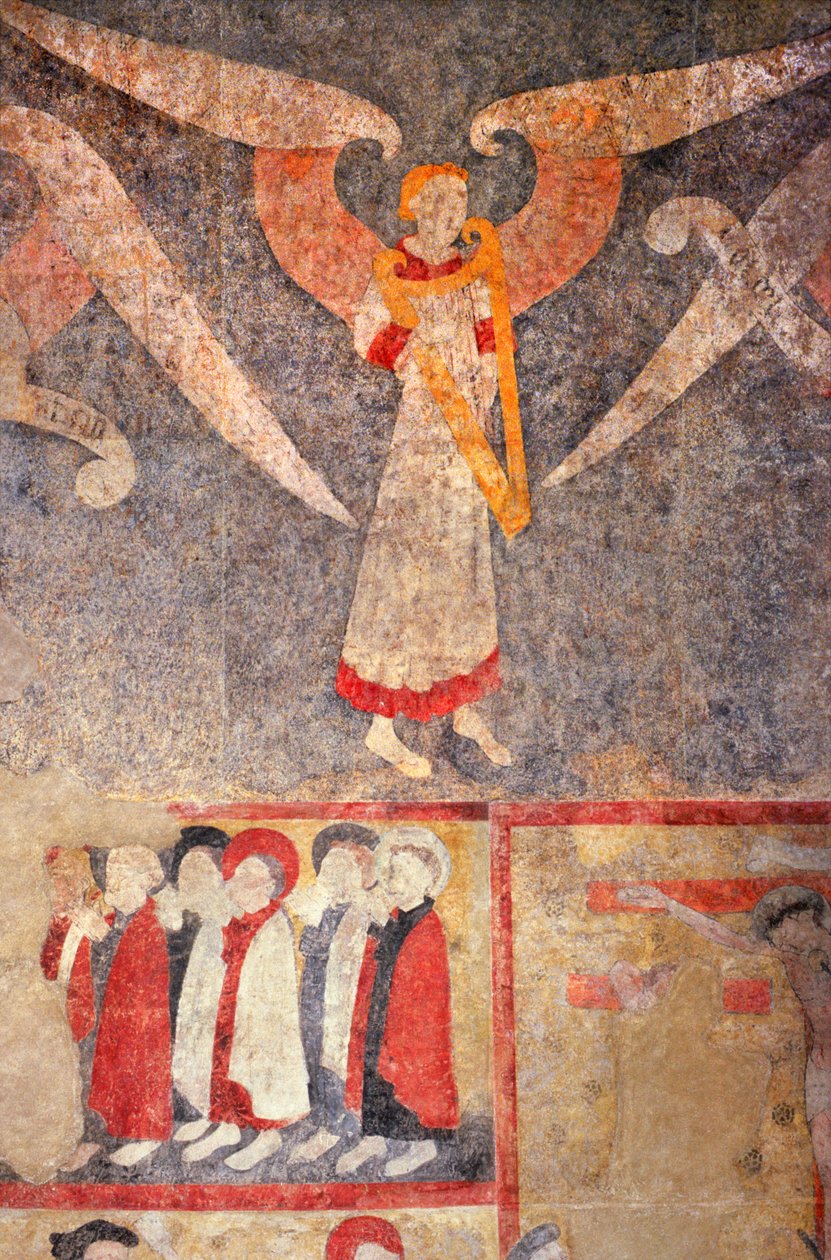Loira Atlantica N* 080 - St-Sulpice des Landes - Chiesa detta del "vecchio borgo" - affreschi del XV secolo - Angelo della volta che suona il "rebec" (viola) da Unbekannt
