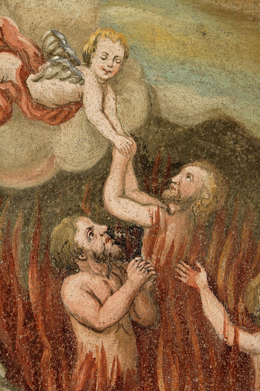 Luson nella Val di Luson sotto il Plose vicino a Bressanone, Alto Adige, Italia. Chiesa di San Giorgio, salvezza del purgatorio da Unbekannt
