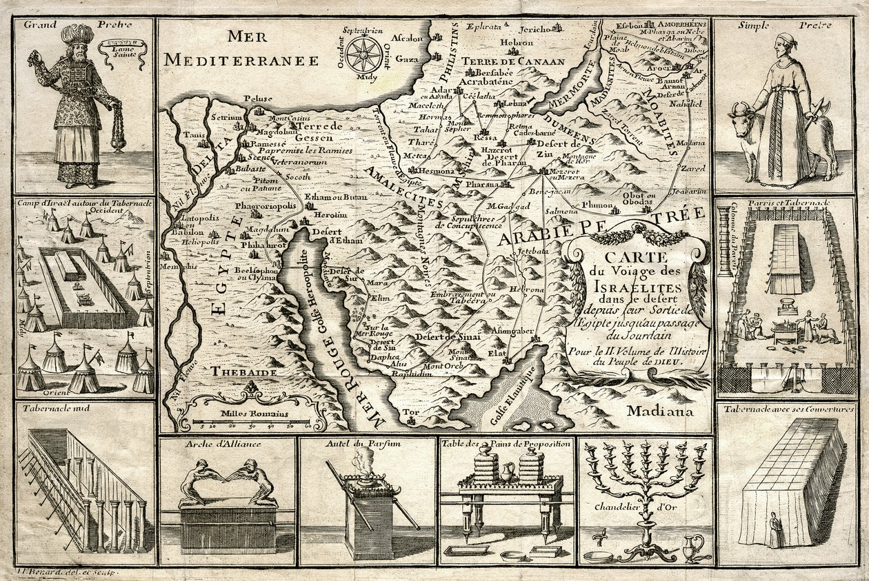 Mappa del viaggio degli Israeliti, dalla loro uscita dall