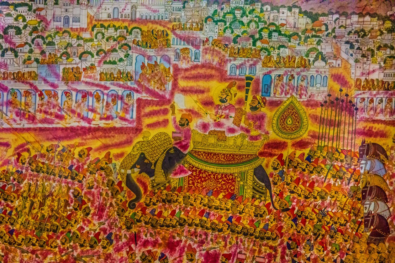 Miniatura dal forte di Jodpur, festival di Holi, Mandawa, Rajasthan, India, Asia (foto) da Unbekannter Künstler