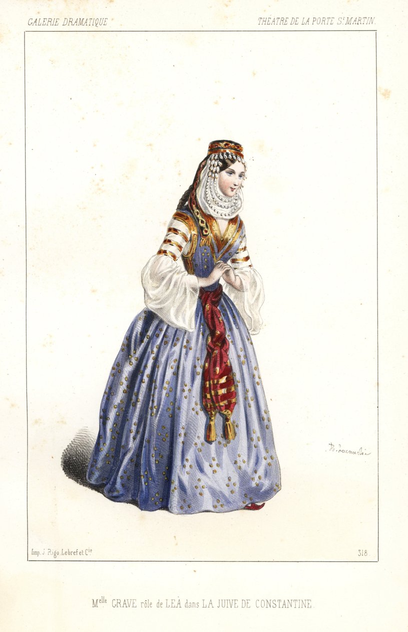 Miss Angelina Grave come Lea in La Jeive de Constantine di Theophile Gaultier e Noel Parfait, Theatre de la Porte St. Martin da Unbekannter Künstler