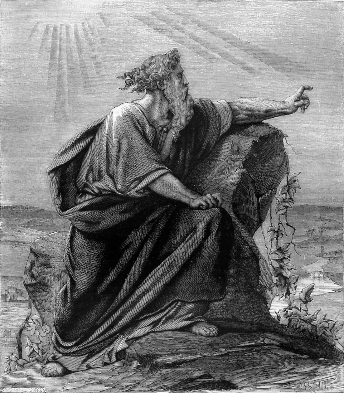 Mosè che osserva la terra promessa - Bibbia da Unbekannter Künstler