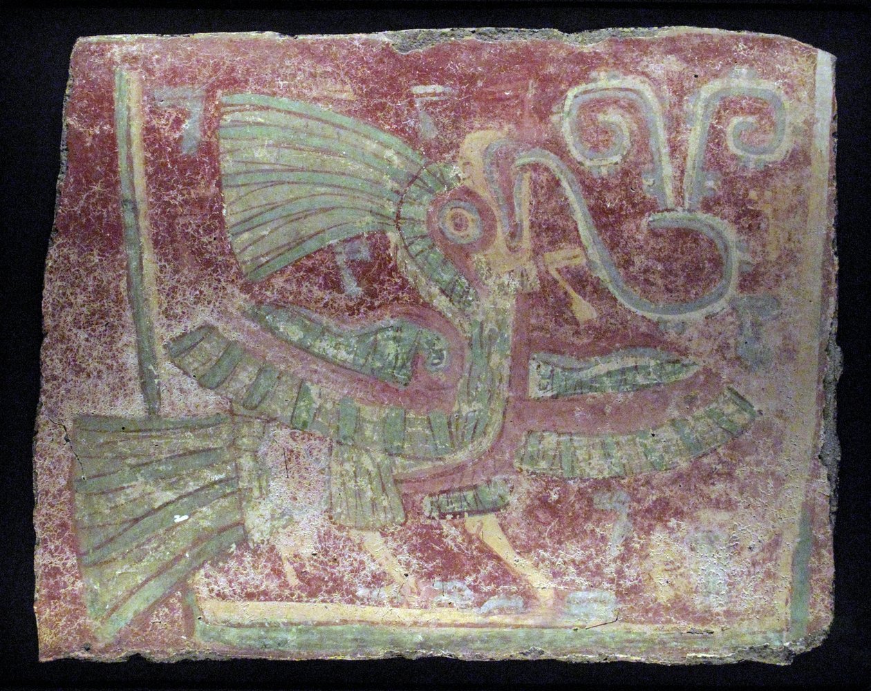 Frammento murale di un quetzal con virgula cantante, Periodo Classico Antico da Unbekannt
