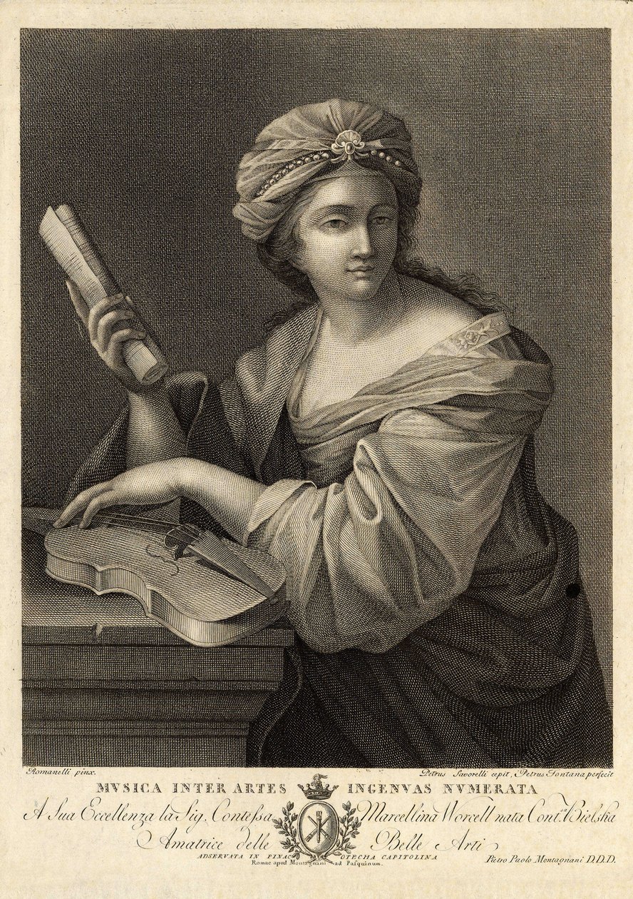 Musica inter artes ingenua numerata, Incisione di Pietro Savorelli dopo un dipinto di Giovanni Francesco Romanelli, pittore barocco del XVIII secolo da Unbekannter Künstler