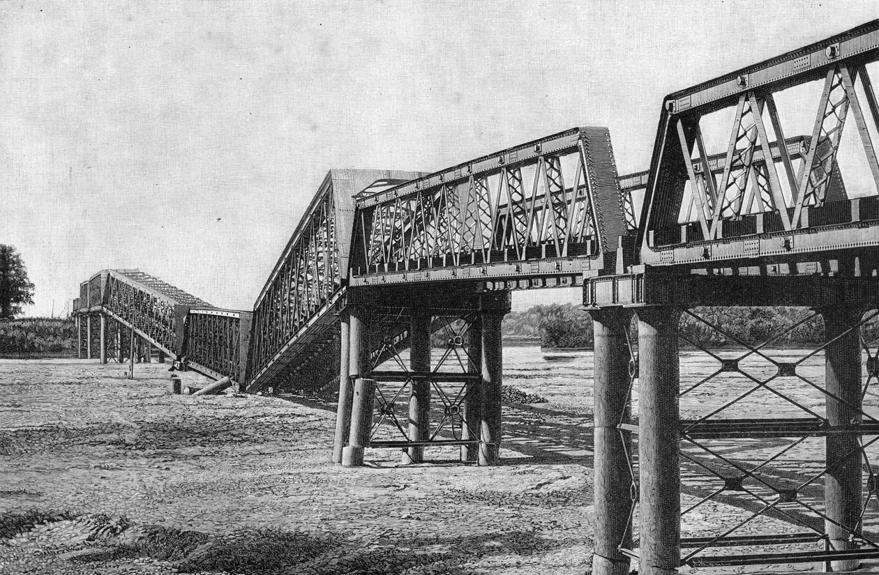 Ponte ferroviario di Nagara Gawa dopo il terremoto in Giappone del 23 ottobre da Unbekannt