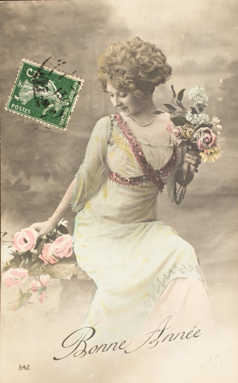 Felice anno, Auguri, Donna Belle Epoque da William M. Timlin