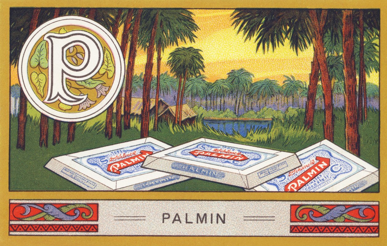 P: Palmin - Alphabet Palmin. Serie di cromolitografie edite da H. Schlinck & Cie, Amburgo, s.d. Pubblicità per Palmin feinstes Cocosfett. Dimensioni: 7 x 11 cm da William M. Timlin