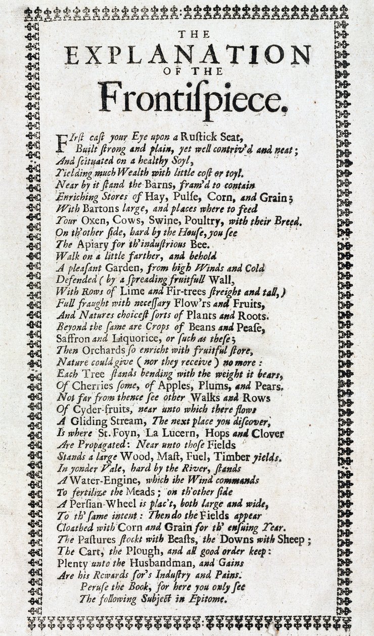 Pagina del titolo e spiegazione in forma di poema della 4a edizione di 