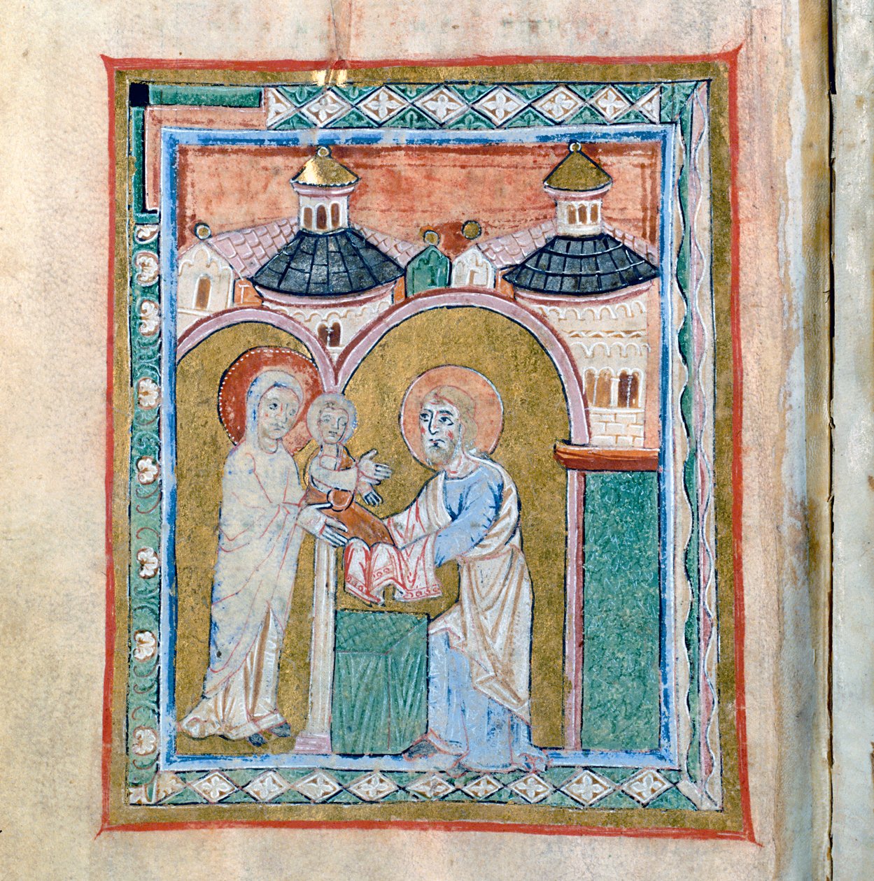 Pagina di un codice che mostra la Presentazione al Tempio, Tesoro della Cattedrale di Vercelli da Unbekannt