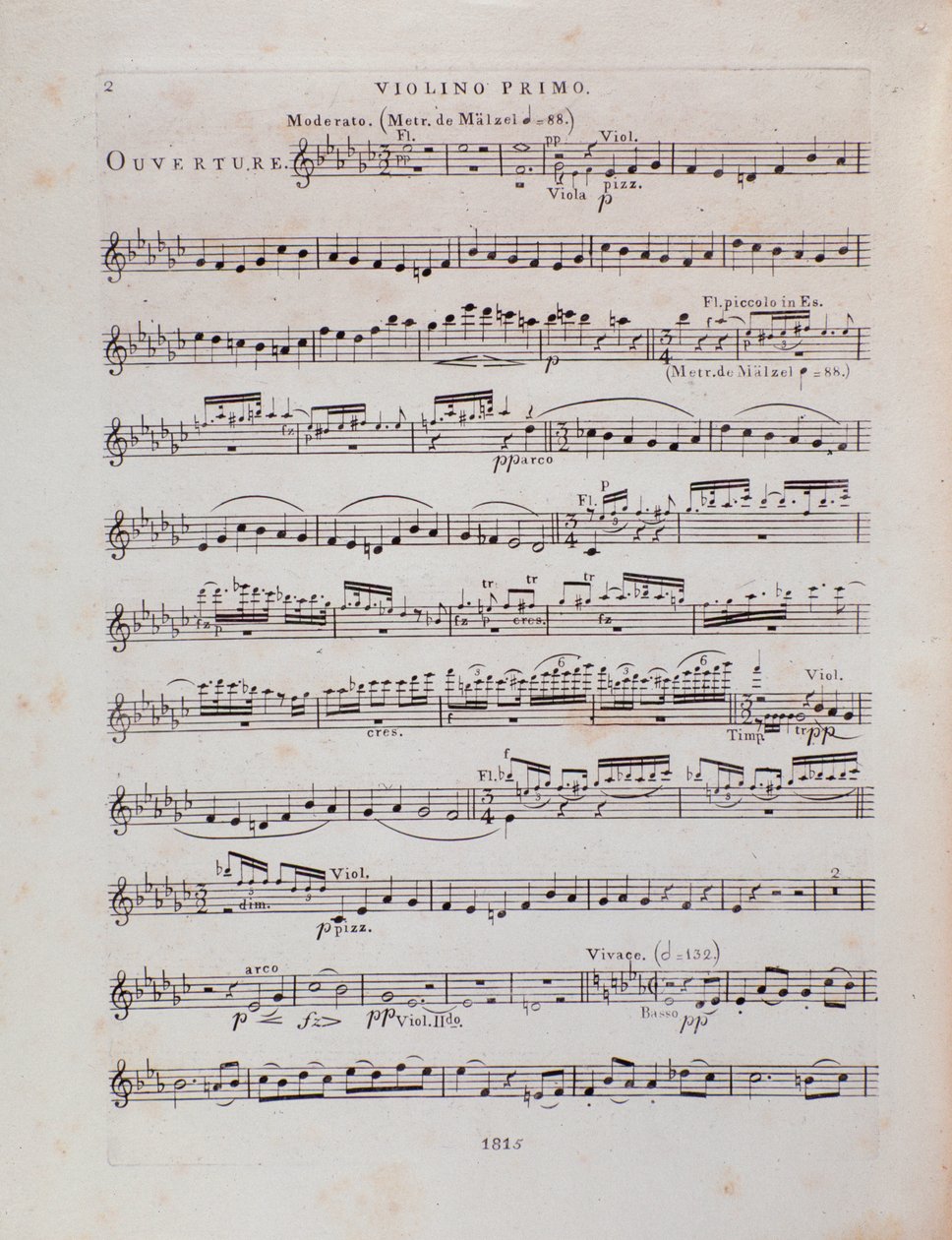Pagina di spartito musicale per il primo violino dell