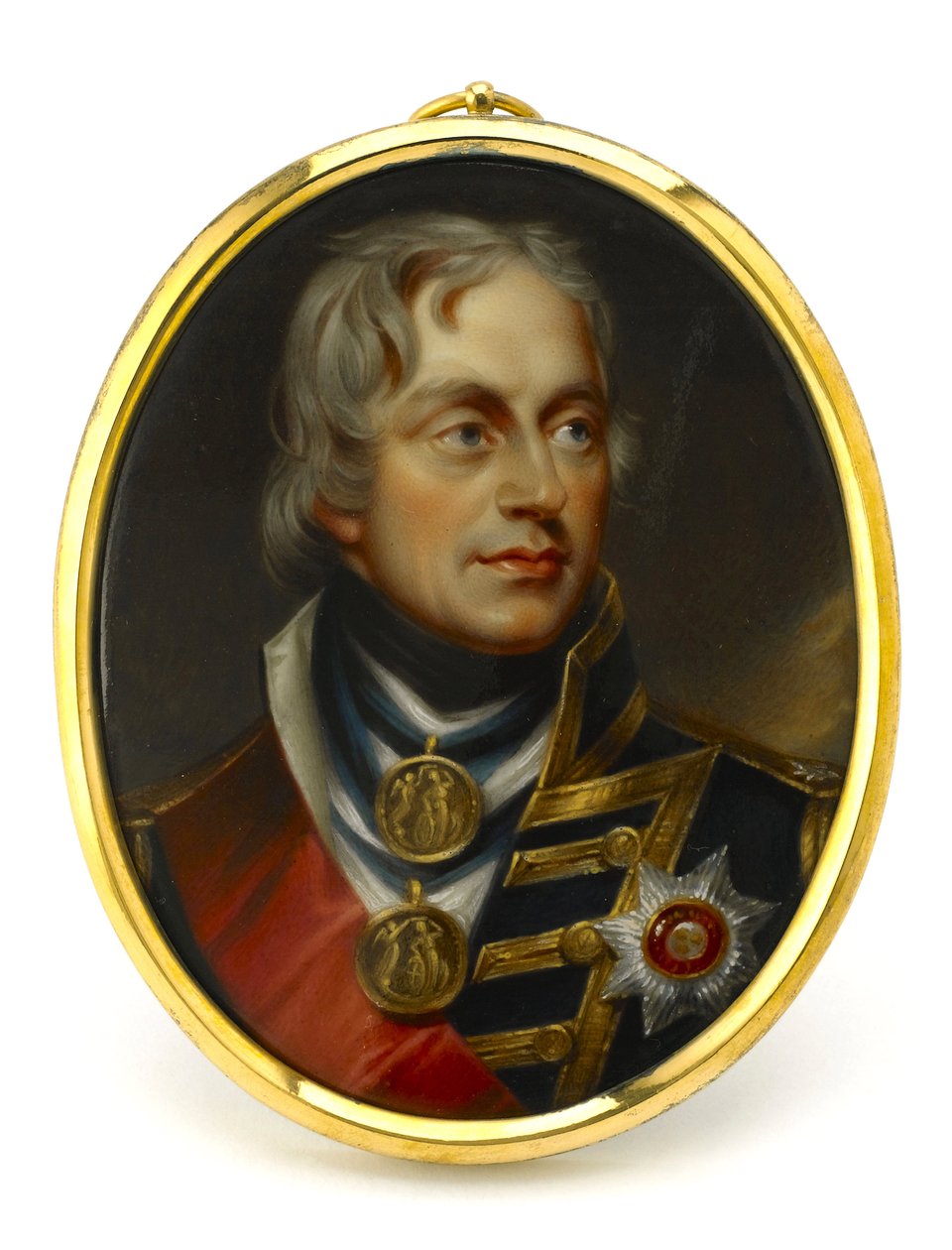 Miniatura dipinta, rappresentante il viceammiraglio Horatio Nelson (1758-1805). Montata su un pendente di rame e smalto, inizio XIX secolo, ritratto di Henry Pierce Bone (1779-1855) da Unbekannter Künstler