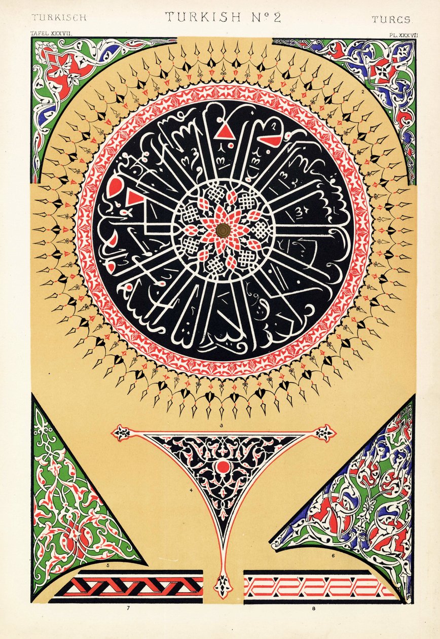 Ornamenti dipinti dalla Moschea di Solimano (Moschea di Suleymaniye), Costantinopoli (Istanbul). Da 