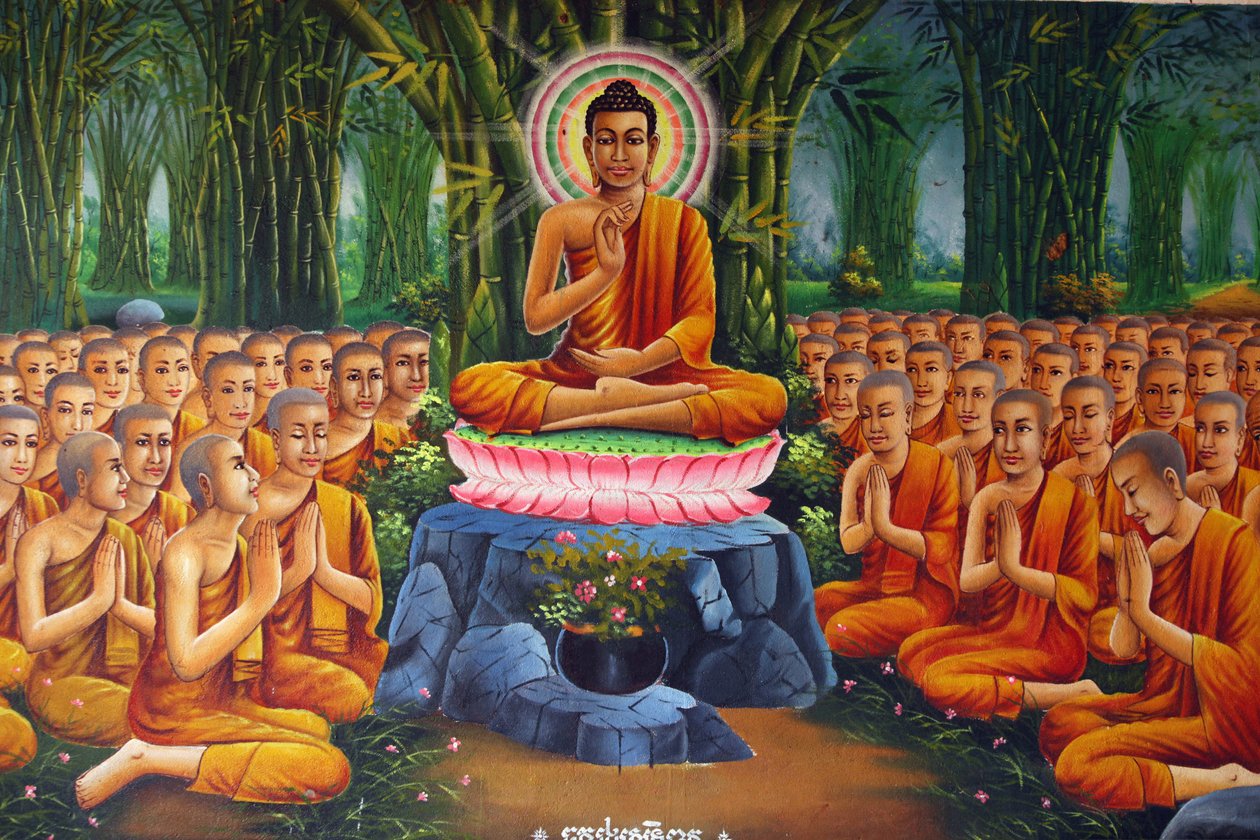 Buddha che insegna ai monaci, Udong, Cambogia da Unbekannt