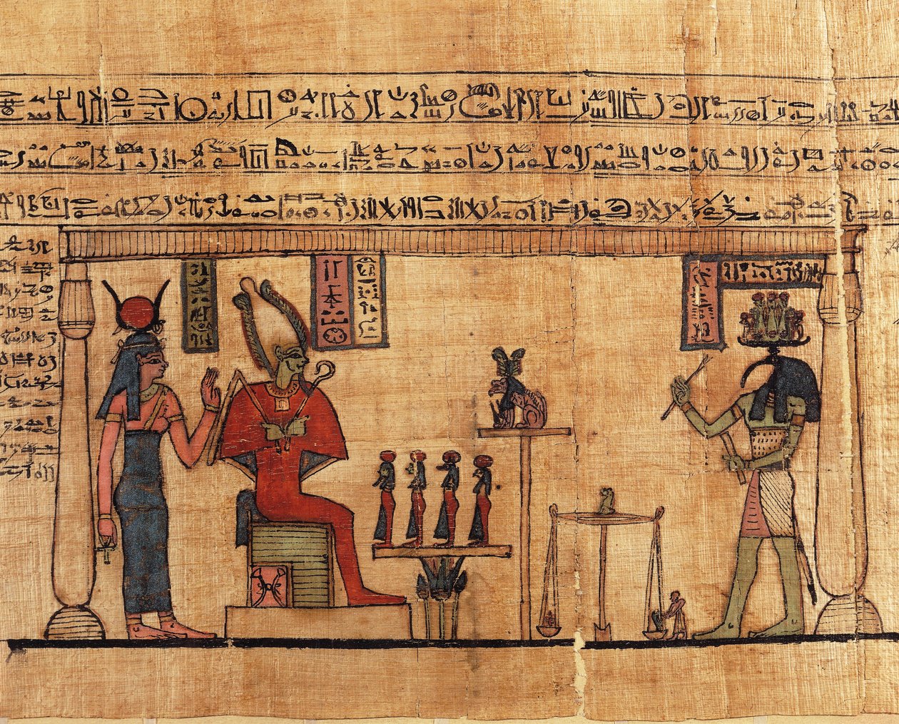 Papiro dal Primo Libro del Respiro di Ousirour, Thoth che pesa l