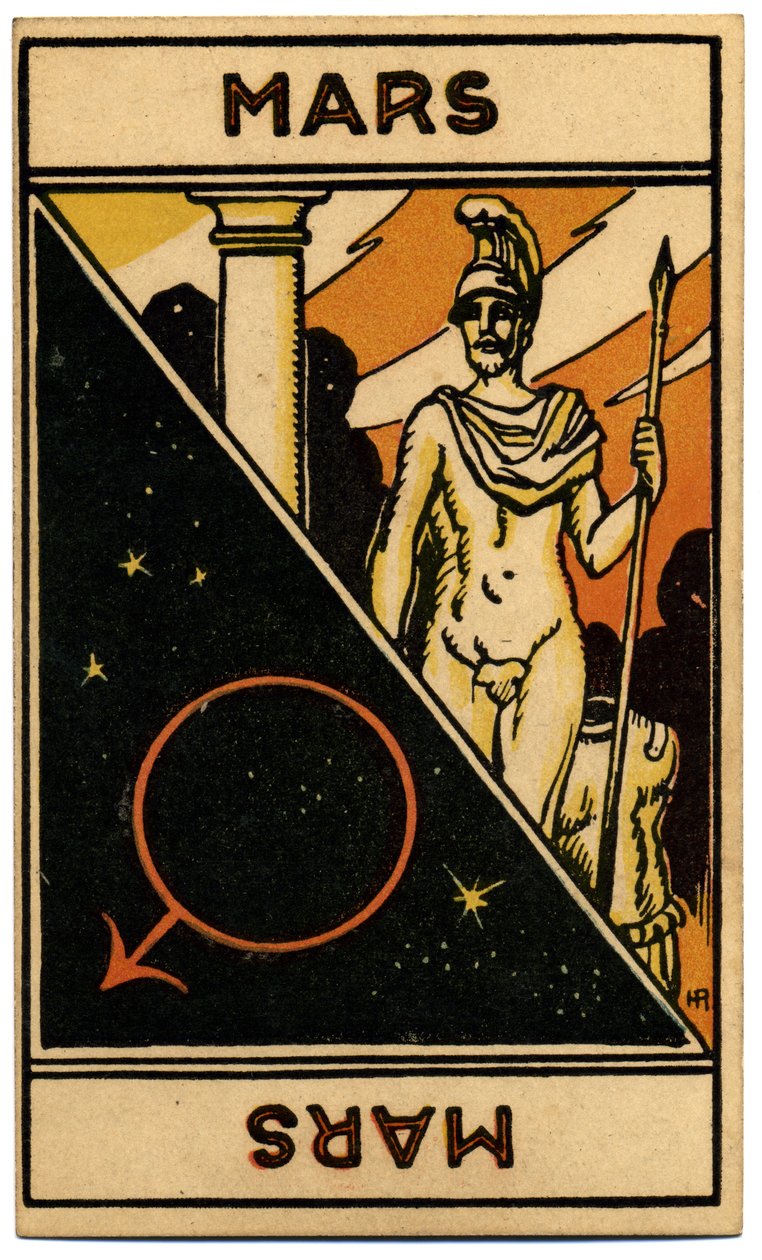 Paranormale. Astrologia. Marte (pianeta). Carta astrologica da: Le Tarot Astrologique, di Georges Muchery, Francia da Unbekannter Künstler