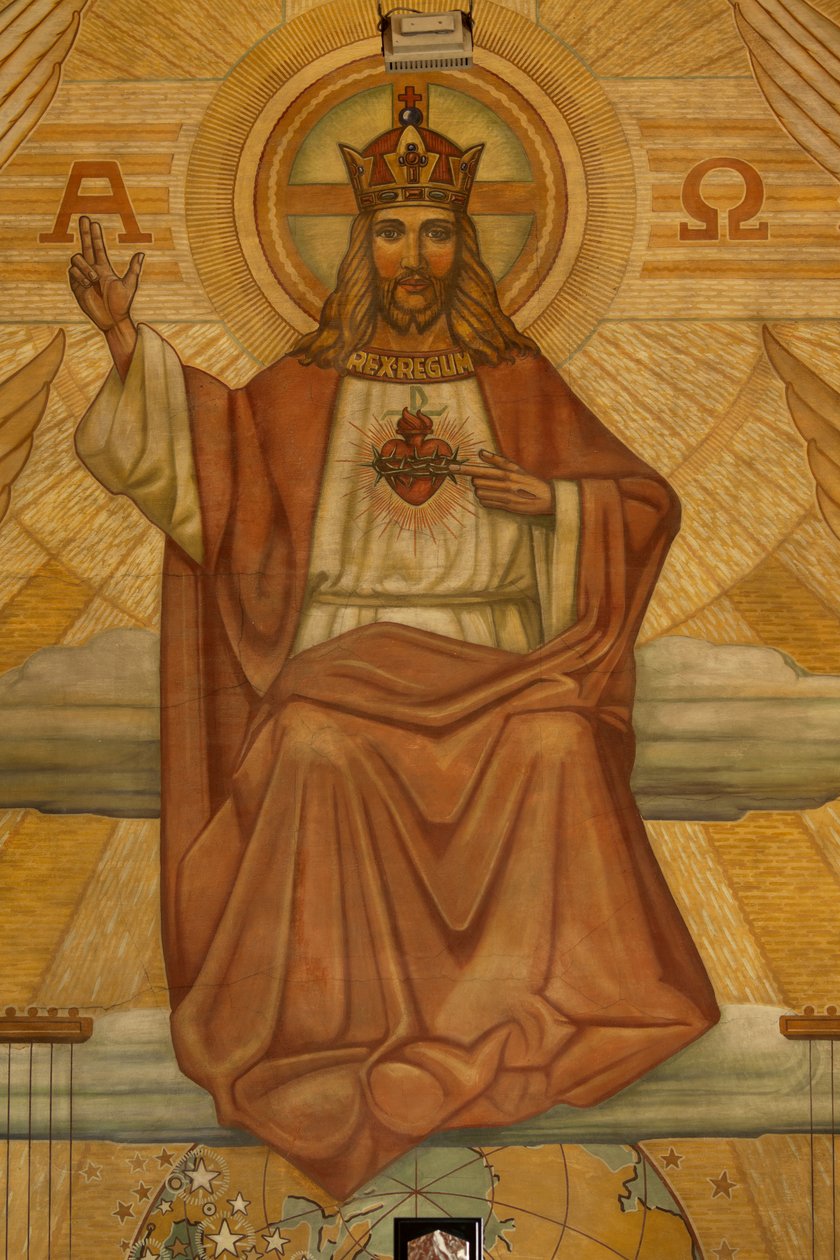 Chiesa parrocchiale (Heilig-Hartkerk). Interno. Modernismo. Il coro. Mosaico. Cristo. da Unbekannt