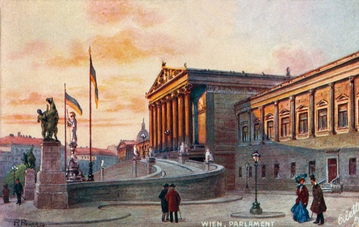 Parlamento di Vienna, fine XIX/XX secolo (cartolina) da Unbekannter Künstler